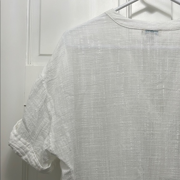 Sundance White Textured Cotton Blend Oversized Short Sleeve Top - Size XS - Picture 11 of 14